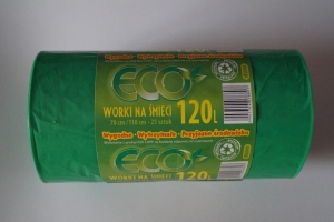 Worki na śmieci LDPE 120L a'25 zielone