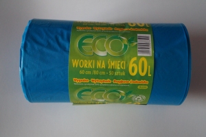 Worki na śmieci LDPE 60L a'50 niebieskie